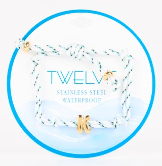 Thumbnail 2: TWELVE Waterproof Initial K Corded Bracelet 