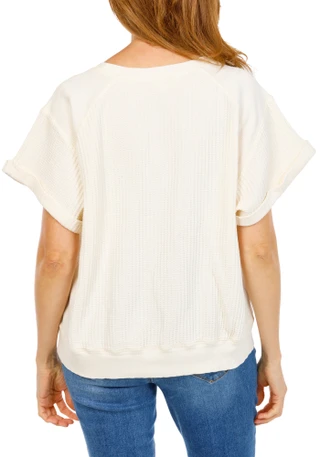 Thumbnail 2: FARMERS MARKET Women's Short Sleeve Waffled Top 