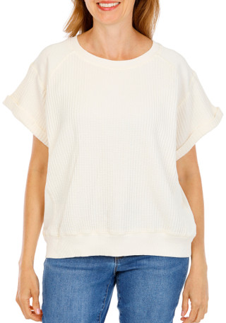 Thumbnail 1: FARMERS MARKET Women's Short Sleeve Waffled Top 
