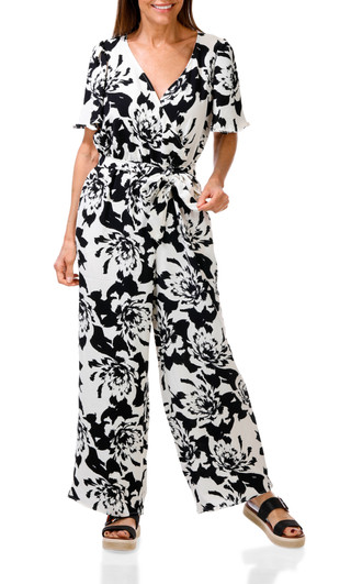 Thumbnail 1: ADRIENNE VITTADINI Women's Flutter Sleeve Belted Jumpsuit  
