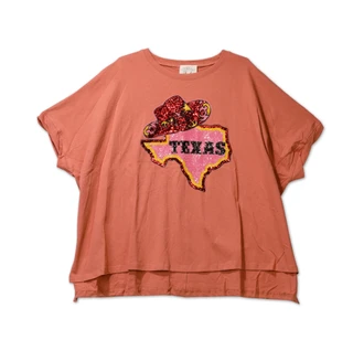 Thumbnail 1: Fantastic Fawn Women's Sequined Texas Tee 