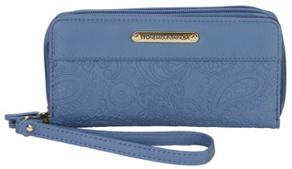 Thumbnail 1: Stone Mountain Faux Leather Paisley Embossed Zip Wristlet 