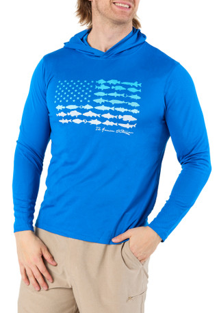 Thumbnail 1: The American Outdoorsman Men's Active Fish Flag Long Sleeve Hoodie 