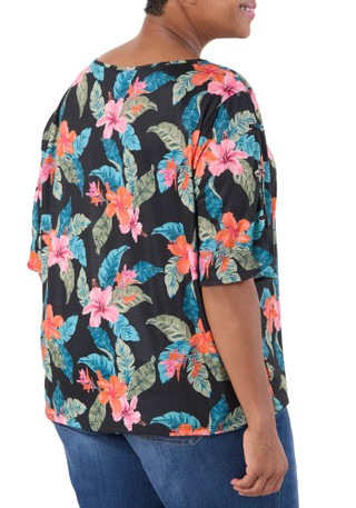 Thumbnail 3: Stella Parker Women's Plus Tropical Print Top  
