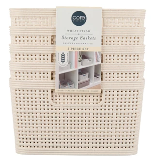 Thumbnail 1: CORE HOME 5 Pk Wheat Straw Storage Basket  