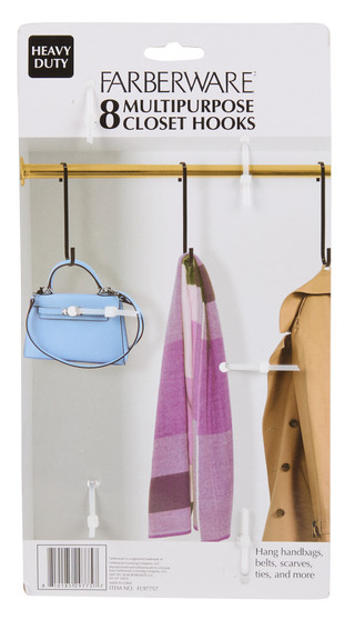 Thumbnail 2: Farberware 8 Pk Multi-Purpose Closet Hooks  