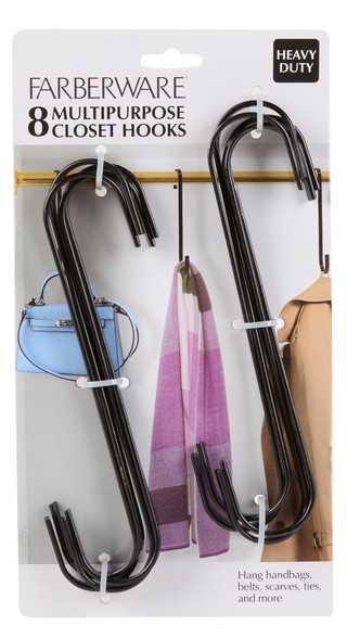 Thumbnail 1: Farberware 8 Pk Multi-Purpose Closet Hooks  