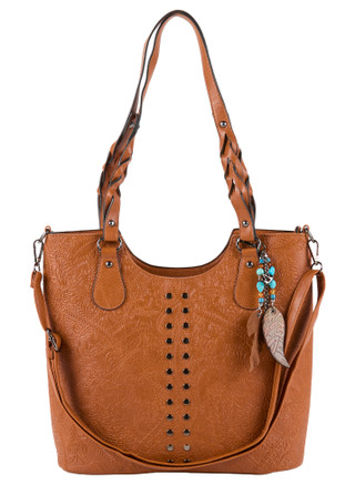 Thumbnail 1: Sam & Hadley Embossed Paisley Cognac Tote Bag 