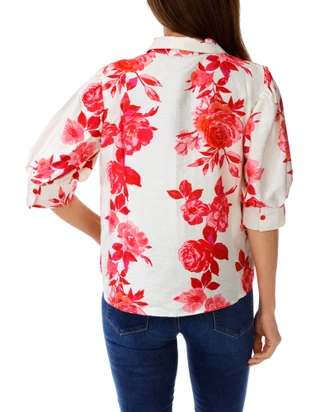 Thumbnail 2: UNIQUE SPECTRUM Women's Floral Print Button Down Top  