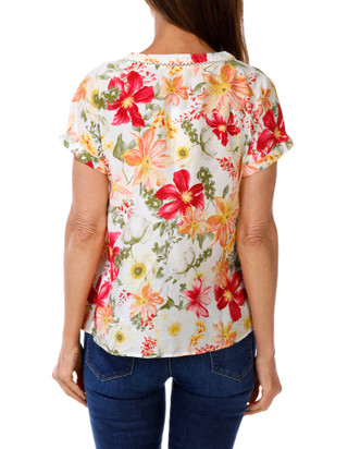 Thumbnail 2: Kate Park Women's Petite Floral Print Top  