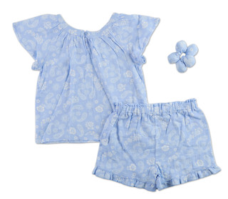 Thumbnail 2: Btween Girls 2 Pc Paisley Shorts Set with Scrunchie 