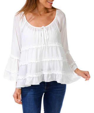 Thumbnail 1: Hester & Orchard Women's Solid Ruffle Blouse 