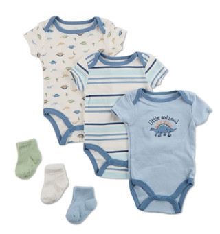 Thumbnail 1: Chick Pea Baby Boys 6 Pc Bodysuits & Socks Set 