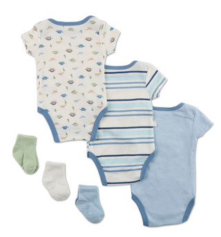 Thumbnail 2: Chick Pea Baby Boys 6 Pc Bodysuits & Socks Set 