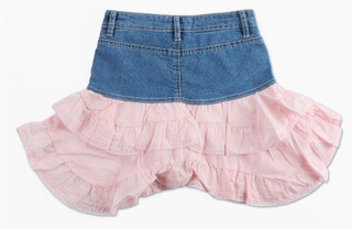 Thumbnail 2: Squeeze Girls Denim & Pink Ruffled Tiers Skort 