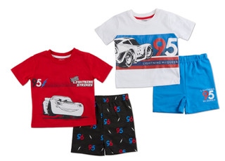 Thumbnail 2: Disney Toddler Boys 4 Pc Americana Lightning McQueen Shorts Sets 