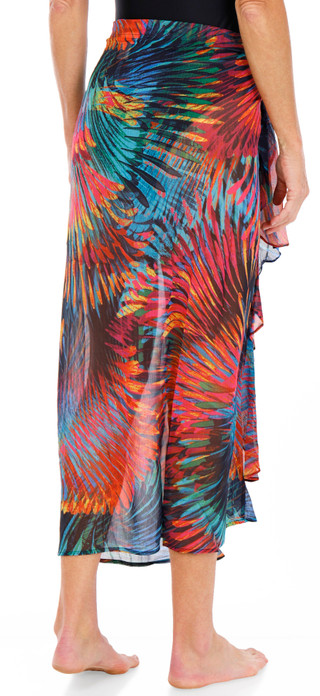 Thumbnail 2: Bleu Rod Beattie Women's Tropical Long Ruffled Sarong Cover Up 
