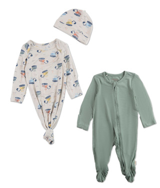 Thumbnail 1: HUGGIES Baby Boys 3 Pc Sleepers & Hat Set 