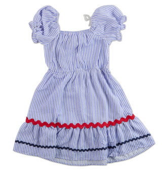 Thumbnail 2: Love Squared Girls Smocked Striped Ric Rac Americana Dress 