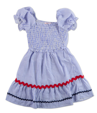 Thumbnail 1: Love Squared Girls Smocked Striped Ric Rac Americana Dress 