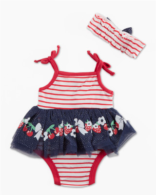 Thumbnail 6: Little Lass Baby Girls 2 Pc Americana Tutu Bodysuit with Headband 