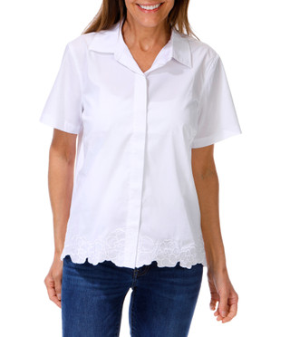 Thumbnail 1: Zac & Rachel Women's Solid Button Down Embroidered Top  