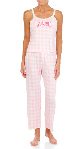Thumbnail 1: Aeropostale Women's 2 Pc Lace Lined Gingham Sleep Set 