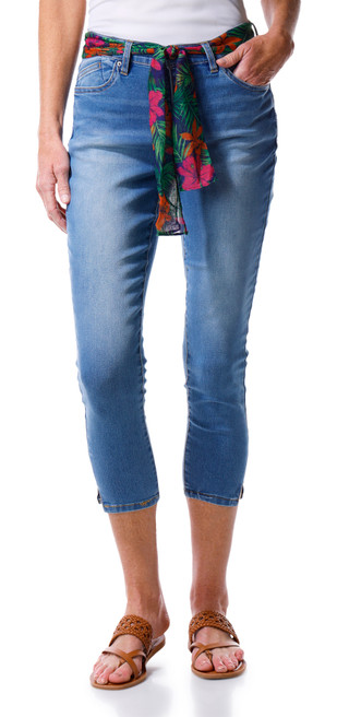Thumbnail 2: Kensie Women's 25 in Scarf Belt Kelsey Skinny Crop Capris  