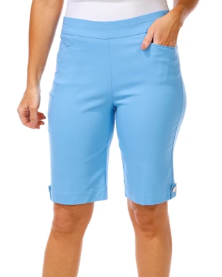Thumbnail 1: Coral Bay Women's Gold Shell Hem Bermuda Shorts 