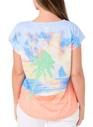 Thumbnail 2: Hearts of Palm Womens Short Sleeve Palm Tree Top 