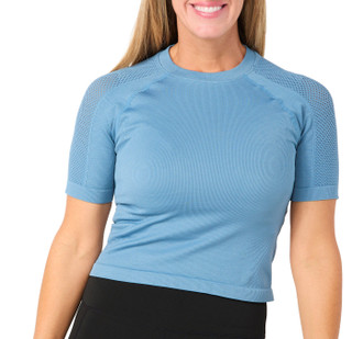 Thumbnail 1: KYODAN Women's Short Sleeve Seamless Crewneck Mesh Top 