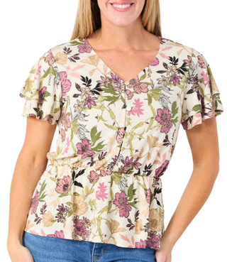Thumbnail 1: ADRIENNE VITTADINI Women's Floral Peplum Top 