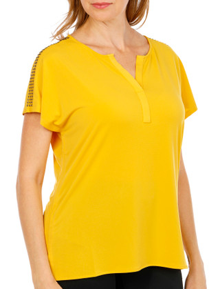 Thumbnail 1: CARMEN MARC VALVO Women's Dolman Flutter Studded Sleeve Top 