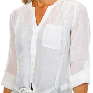 Thumbnail 2: Zac & Rachel Women's 3/4 Sleeve Slub Tie Front Top 