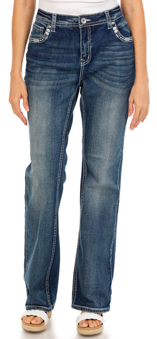 Thumbnail 2: Charme Women's Whimsical Stitch Bootcut Jeans 