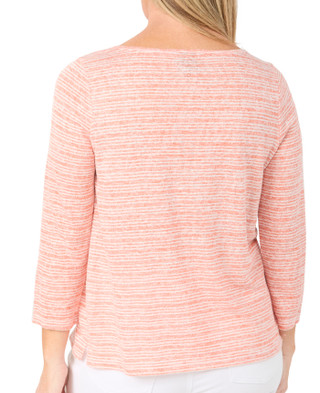 Thumbnail 2: BOBEAU Women's 3/4 Sleeve Stripe Top 