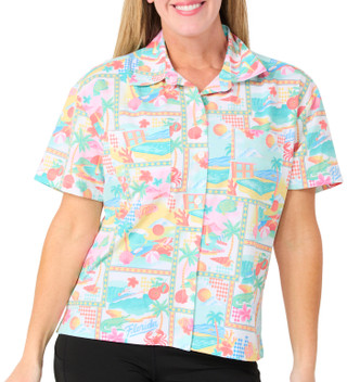 Thumbnail 1: REEL LEGENDS Women's Short Sleeve Button Down Retro Top 