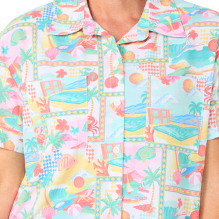 Thumbnail 3: REEL LEGENDS Women's Short Sleeve Button Down Retro Top 