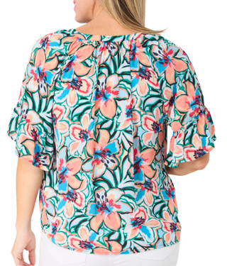 Thumbnail 2: ZAC AND RACHEL Women's Short Sleeve Crepe Henley Top 