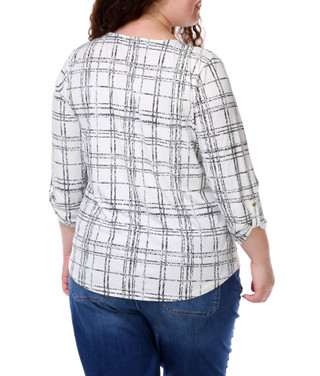 Thumbnail 3: Cure Apparel Women's Plus Plaid Print Top 