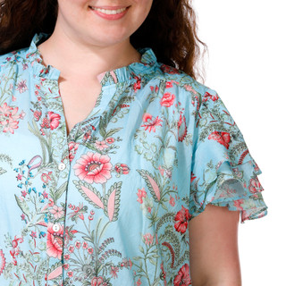 Thumbnail 2: FARMERS MARKET Women's Plus Ruffled Floral Print Top 