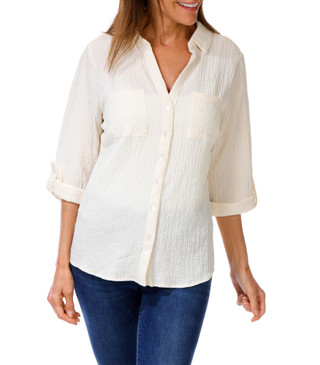 Thumbnail 1: Kathy Ireland Women's Solid Button Down Top  