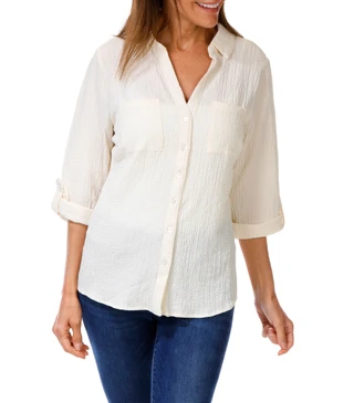 Thumbnail 1: Kathy Ireland Women's Solid Button Down Top  