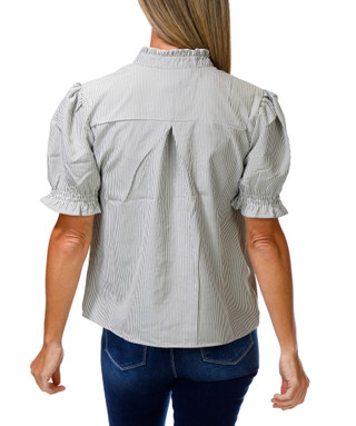 Thumbnail 4: LIV LOS ANGELES Women's Embroidered Button Down Ruffle Neck & Sleeve Top  