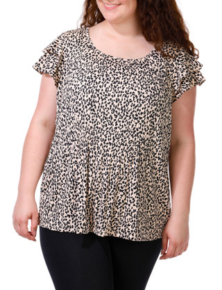 Thumbnail 1: Fyve Women's Plus Animal Print Top 
