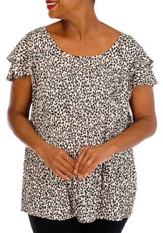 Thumbnail 1: Fyve Women's Plus Animal Print Top 