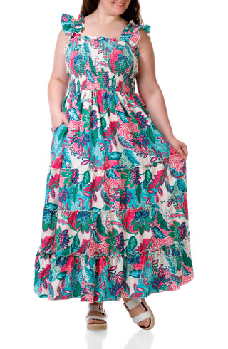 Thumbnail 1: MELLODAY Women's Plus Smocked Tiered Maxi Dress 