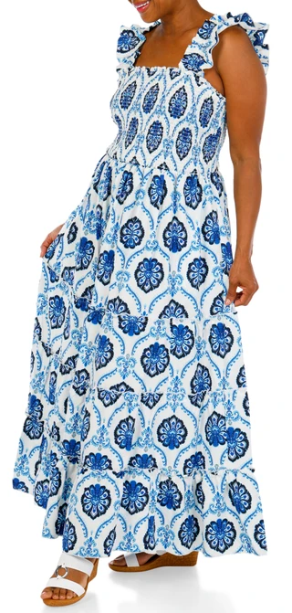Thumbnail 1: MELLODAY Women's Plus Smocked Tiered Maxi Dress 