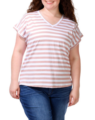 Thumbnail 2: FARMERS MARKET Women's Plus V-neck Striped Top 