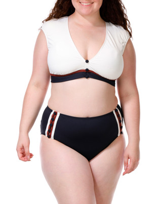 Thumbnail 1: Bleu Rod Beattie Women's Plus 2 Pc Cap Sleeve Crop Top Swimsuit 
